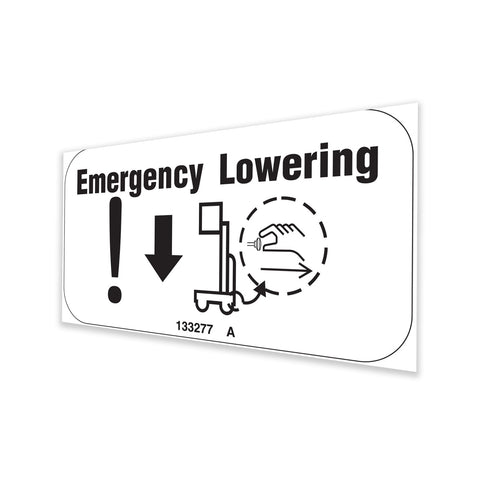 DECAL,LABEL,EMERGENCY LOWERING