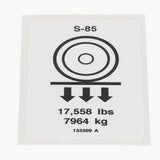 DECAL,LABEL,WHEEL LOAD S85