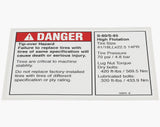 DECAL,DANGER/LABEL,TIRE SPECHF