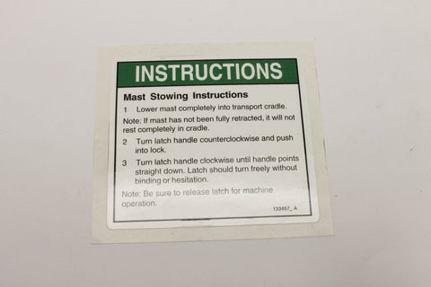 DECAL, MAST STOW INSTRUCTIONS