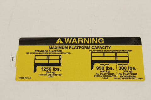 DECAL,WARNING,1250 LB CAPACITY