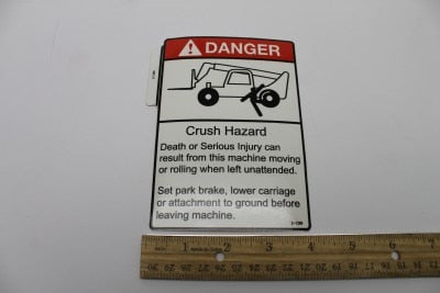 DECAL, CRUSH HAZARD, PARK BR
