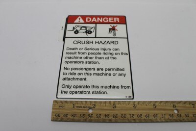 DECAL, CRUSH HAZARD, NO RIDE