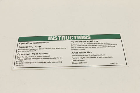 DECAL,OPERATING INSTR GRJ ANSI