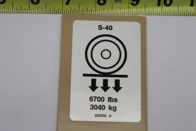 DECAL,LABEL,WHEEL LOAD S-40