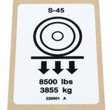 DECAL,LABEL,WHEEL LOAD S-45
