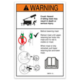 DECAL, WARNING, CRUSH HAZARD, MAST