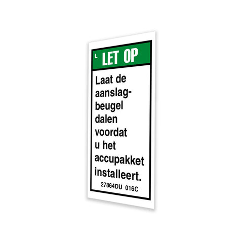 DECAL, LOWER STOP BRACKET, DUTCH
