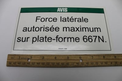 DECAL,NOTICE,MAX SIDE FORCE