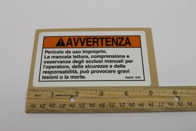 DECAL,WARN,FAILURE READ MANUAL