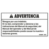 DECAL,WARN,FAILURE READ MANUAL