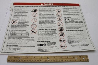 DECAL,DANGER,GEN.SAFETY RULES