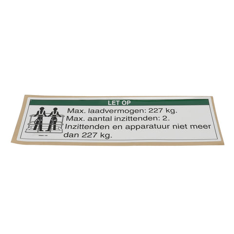 DECAL,NOTICE,MAX LOAD 500 LBS*