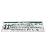 DECAL,NOTICE,MAX LOAD 500 LBS
