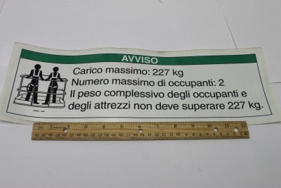 DECAL,NOTICE,MAX LOAD 500 LBS*