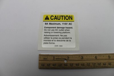 DECAL,CAUTION,8A MAX.115V AC