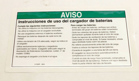 DECAL,NOTICE,CHARGER INSTRUC