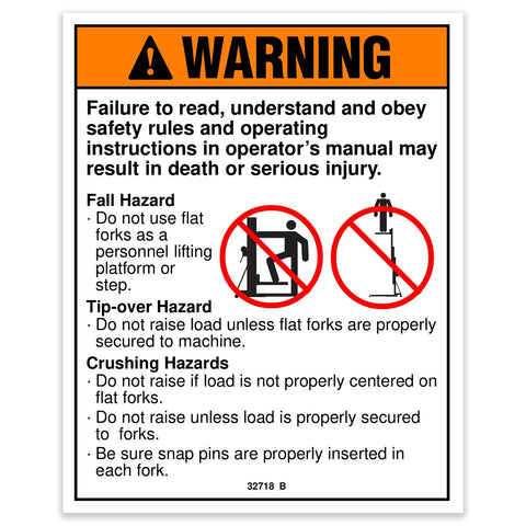DECAL,WARNING FLAT FORK SAFETY