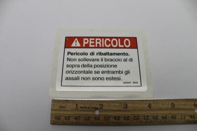 DECAL, DANGER, TIPOVER, AXLES