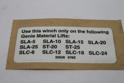 DECAL,LABEL,WINCH ONLY