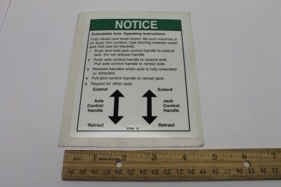 DECAL,NOTICE,EXT AXLE OPER