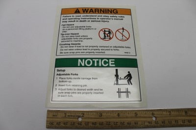 DECAL,WARNING,ADJ FORK SAFETY