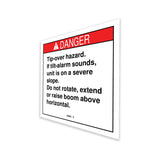 DECAL, DANGER, TILT ALARM