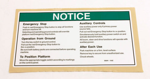DECAL,NOTICE, GRD OPER INSTRUC