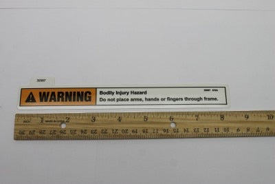 DECAL, WARNING, INJURY HAZARD