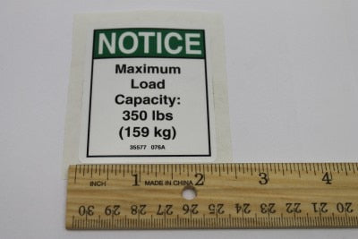 DECAL,NOTICE,MAX CAPACITY 350
