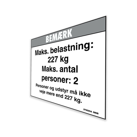 DECAL, NOTICE, MAX LOAD 500 LBS, D