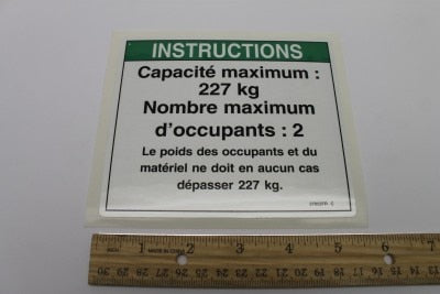 DECAL,NOTICE,MAX LOAD 500 LBS
