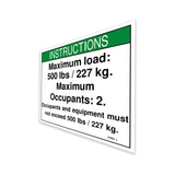 DECAL,NOTICE,MAX LOAD 500 LBS