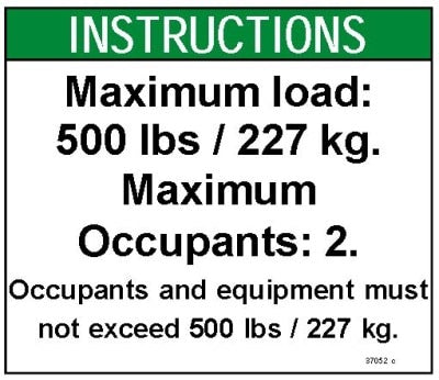 DECAL,NOTICE,MAX LOAD 500 LBS