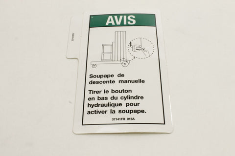DECAL, NOTICE, MANUAL LOWERING