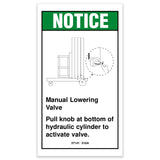 DECAL, NOTICE, MANUAL LOWERING