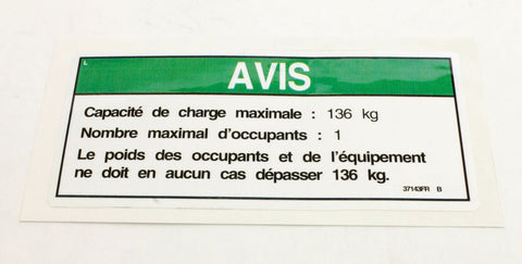 DECAL, NOTICE, LOAD CAP 300