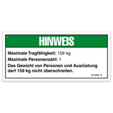 DECAL, NOTICE, LOAD CAP 350, GERMA