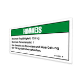 DECAL, NOTICE, LOAD CAP 350, GERMA