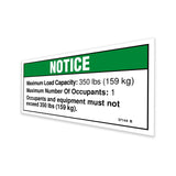 DECAL,NOTICE,LOAD CAP 350