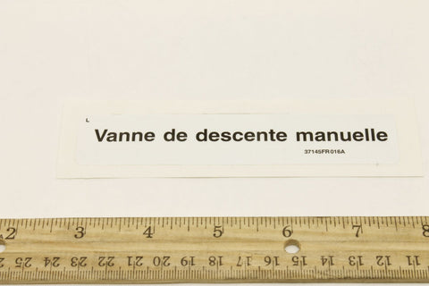 DECAL, MANUAL LOWERING VALVE