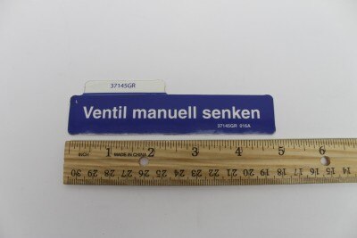 DECAL, MANUAL LOWERING VALVE