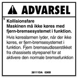 DECAL, WARNING, BRAKE RELEASE, DAN