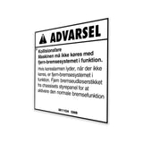 DECAL, WARNING, BRAKE RELEASE, DAN