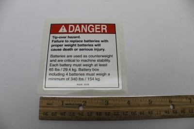DECAL, DANGER, TIP-OVER, BATTR