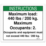 DECAL,NOTICE,MAX CAP 440 LBS