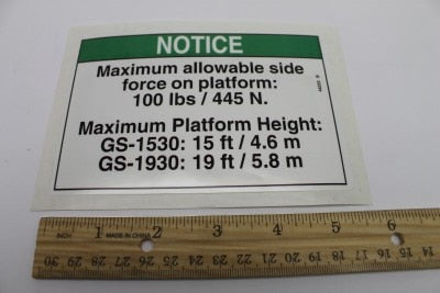 DECAL,NOTICE,SIDE FORCE,ANSI