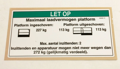 DECAL,NOTICE,MAX CAP 500/250