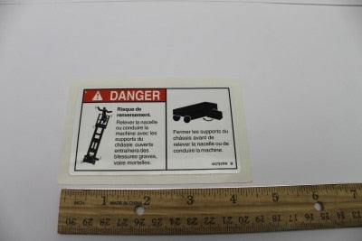 DECAL, DANGER-TIP-OVR,TRAYS