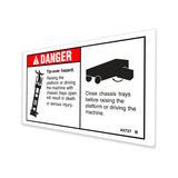 DECAL DANGER TIP OVER TRAYS